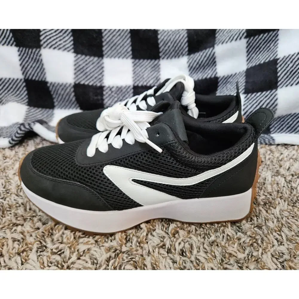 Dolce Vita Braiden Platform Sneakers Womens 7 Black White Chunky Casual Shoes